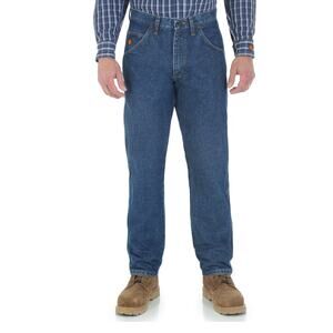 Wrangler Men's Flame Resistant Relaxed Fit Jean Trucker Workwear Denim Cowboy 44